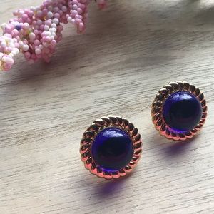 Royal Blue and Gold Toned Earrings